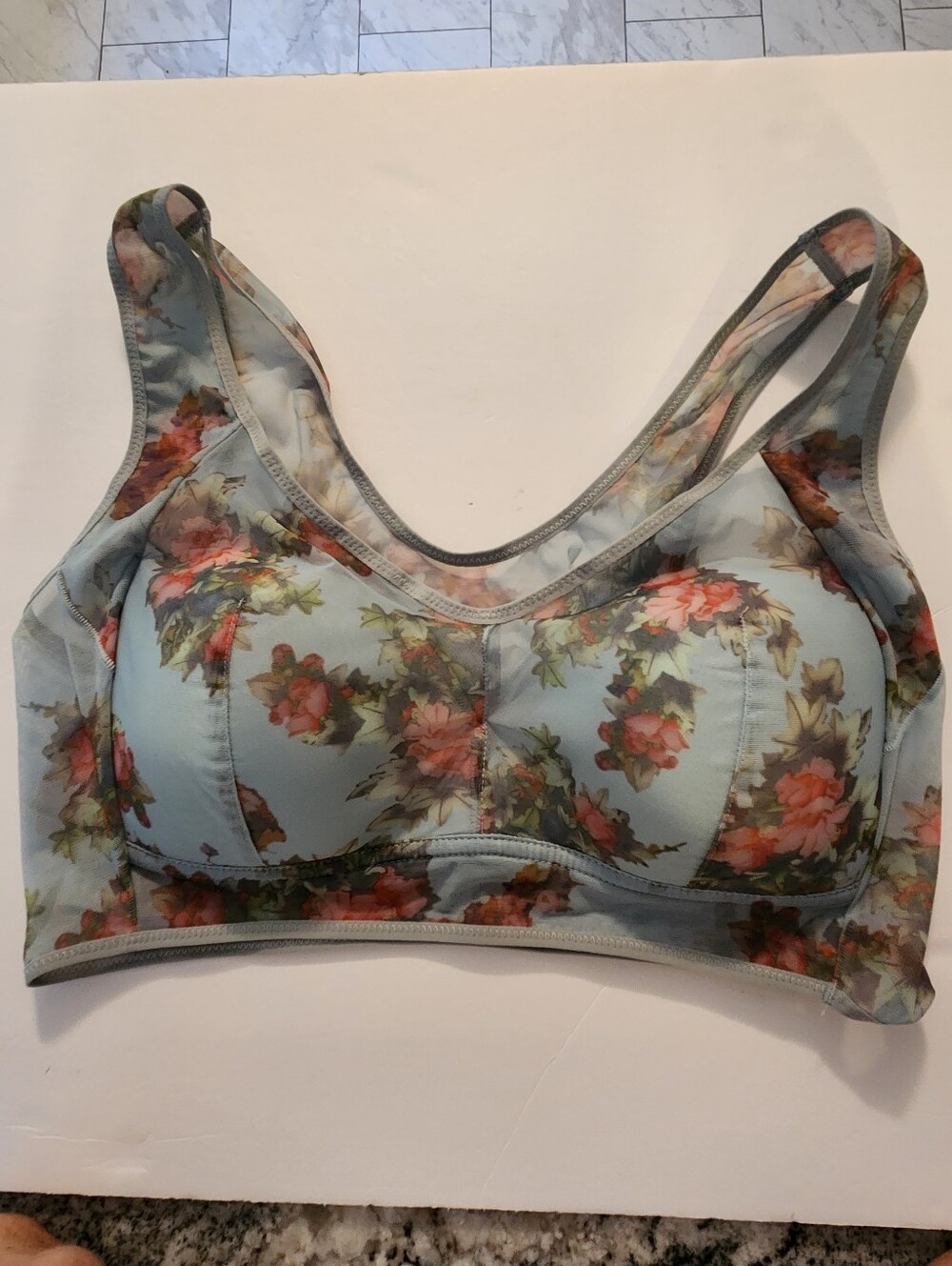 Floral Light Blue Wireless Bra